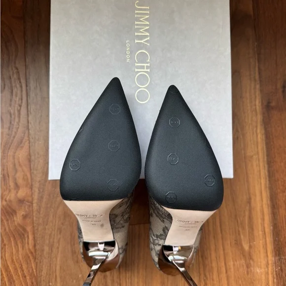 Jimmy Choo Abel Metallic Lace Pumps Size 38 / US 8 - Picture 3 of 3
